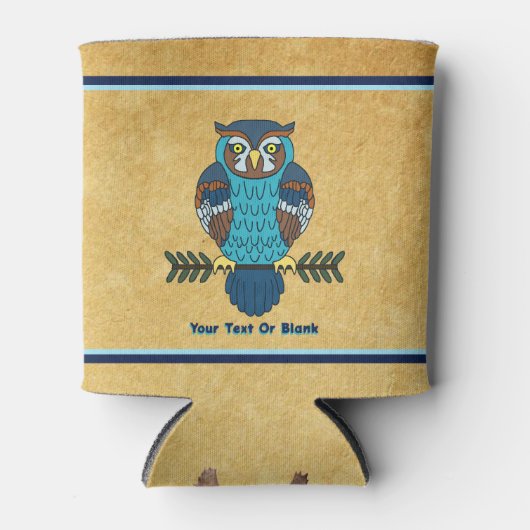 ノルディックフォークアートフクロウ 缶クーラー (正面)