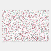 ノルディックフォークアートレッドトナカイ〔雄ジカの〕枝角とブランチ ラッピングペーパーシート (正面3)