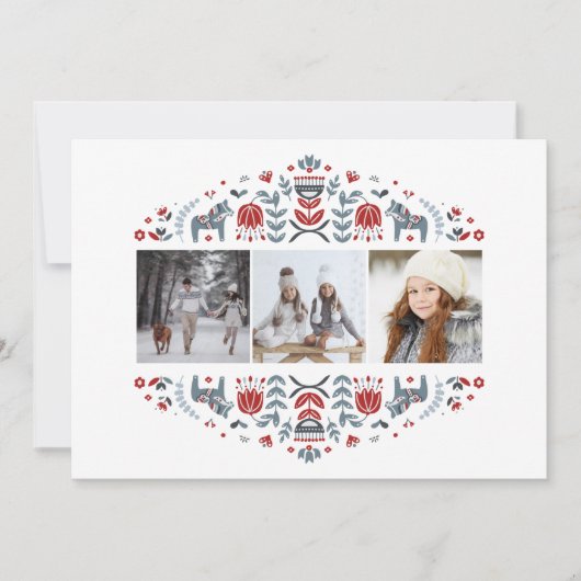 ノルディックフォークアート |クリスマスの数々の写真 シーズンカード (正面)