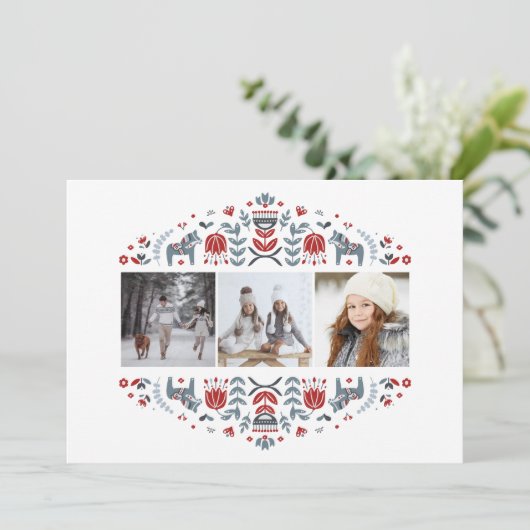 ノルディックフォークアート |クリスマスの数々の写真 シーズンカード (スタンド正面)