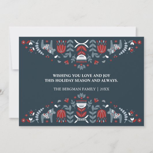 ノルディックフォークアート |クリスマスの数々の写真 シーズンカード (裏面)