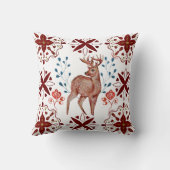 ノルディックブラウンディアーフォークアートウォーターカラー クッション (裏面)