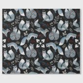 ノルディックブルーキツネレッドグリーナリーウォーター色 ラッピングペーパー (フラット)