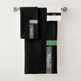 ノルディックブルーケールグリーン詳細 モノグラムの バスタオルセット