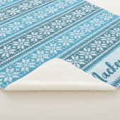 ノルディックブルースノーフレークニットセーターパーソナライズされた シェルパブランケット (3/4)