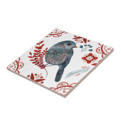 ノルディックブルーソンバードウォーターフォークアート タイル (側面)