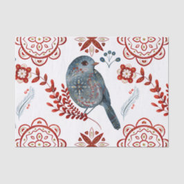 ノルディックブルーソンバードウォーターフォークアート 薄葉紙