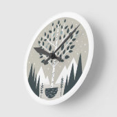 ノルディックマウンテンズ&樺の木ツリー ラウンド壁時計 (傾斜)