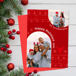 ノルディックレッドアーチツーフォトホリデーカード シーズンカード