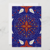 ノルディックレッドブルー金ゴールドホワイトブライダルシャワー 招待状 (裏面)