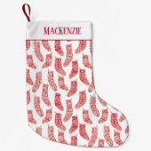 ノルディックレッド&ホワイト名前をカスタムするクリスマスストッキング スモールクリスマスストッキング (正面)