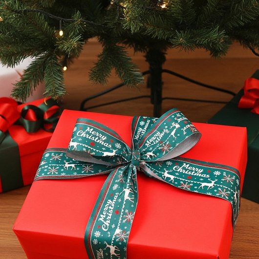 ノルディック柄のクリスマス グログランリボン
