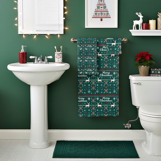 ノルディック柄のクリスマス バスタオルセット