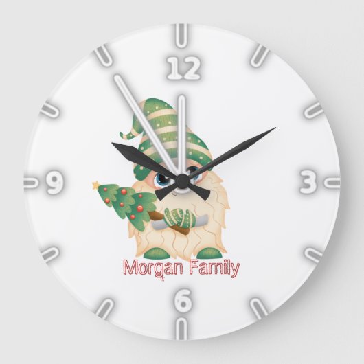 ノルディック格言パインツリークリスマス ラージ壁時計 (正面)