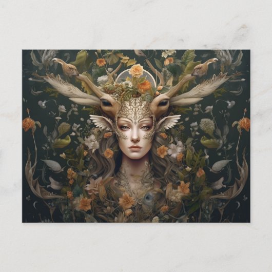 ノルディック異教のレトロ芸術的ホリデーカード シーズンポストカード (正面)