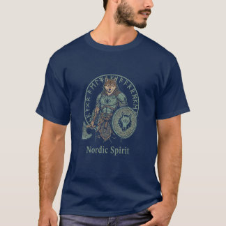 ノルディック・ウルフ・ウォリアーデザイン Tシャツ