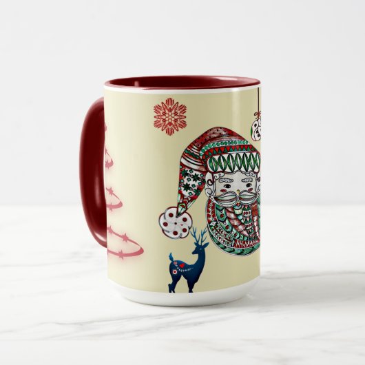 ノルディック サンタクロース クリスマス お父さん ビンテージ ラスティック マグカップ (正面左)