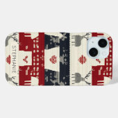 ノルディック+トナカイ+雪の結晶のニット柄 Case-Mate iPhoneケース (裏面 (横))