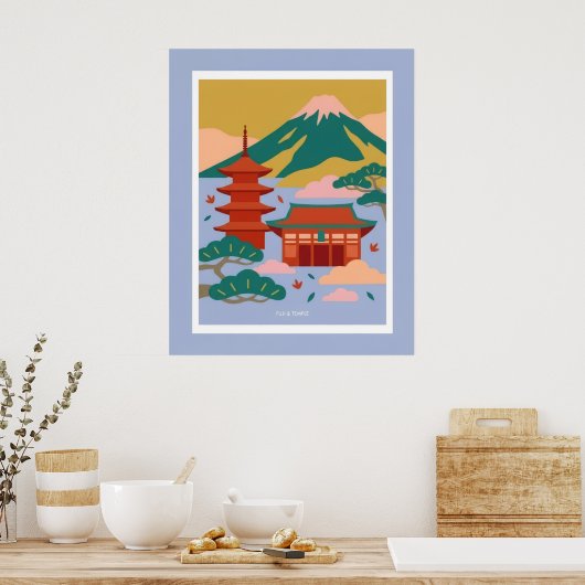 ノルディック-日本イラスト –JAPAN ポスター (キッチン)
