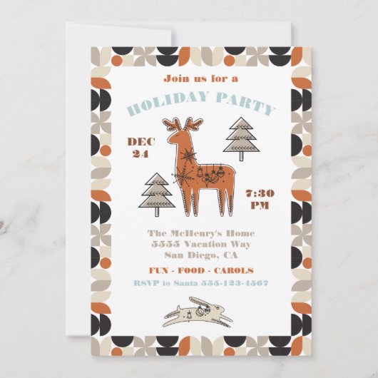 ノルディッモダンドレーナーホリデーパーティー招待状 招待状 (正面)