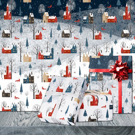 ノルディッ素朴ドウィンターマウンテンビレッジレッドキツネ ラッピングペーパー