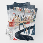 ノルディッ素朴ドスノーイマウンテンビレッジキツネトロッティング ラッピングペーパーシート (インサイチュ)