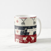 ノルディッ素朴ドトインデナー&スノーフレーク | ニット模様 コーヒーマグカップ (正面右)