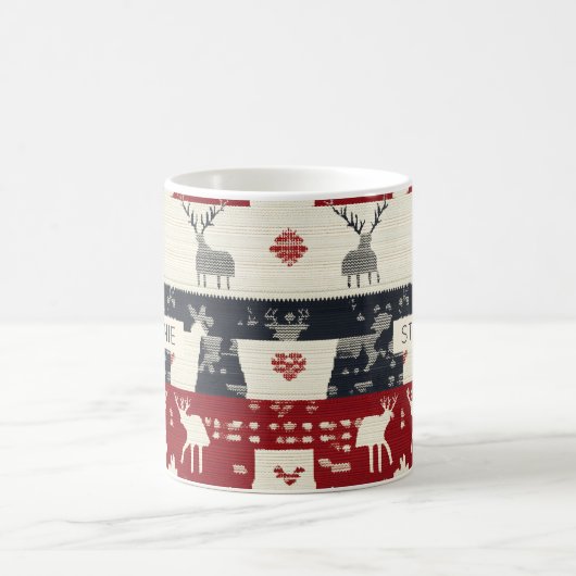 ノルディッ素朴ドトインデナー&スノーフレーク | ニット模様 コーヒーマグカップ (中央)