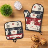 ノルディッ素朴ドトインデナー&スノーフレーク | ニット模様 鍋つかみ&鍋敷きセット (トップダウン)