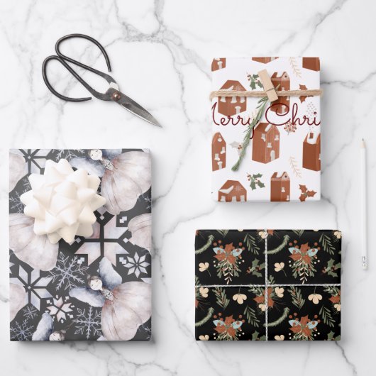 ノルディッ素朴ドフェアリーズパインハウスフォークアート ラッピングペーパーシート (正面)