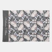 ノルディッ素朴ドフェリーズフォークアート名前をカスタムする キッチンタオル (横)