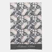 ノルディッ素朴ドフェリーズフォークアート名前をカスタムする キッチンタオル (縦)