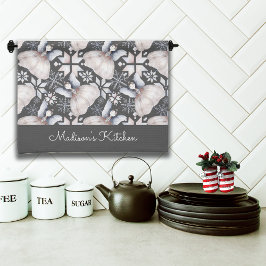 ノルディッ素朴ドフェリーズフォークアート名前をカスタムする キッチンタオル