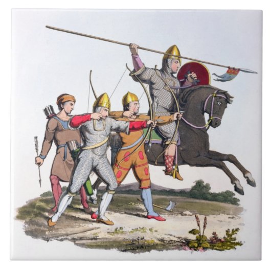 ノルマンの騎士および射手「古代腕からの1066年、 タイル (正面)