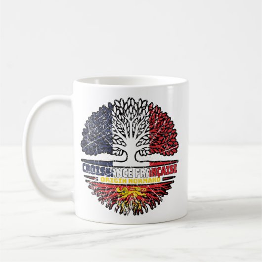 ノルマンディフランスのノルマンフランスツリールーツ国旗 コーヒーマグカップ (左)