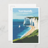 ノルマンディフランスアートワークトラベルプレイスイラストレーション ポストカード (正面/裏面)