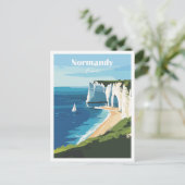 ノルマンディフランスアートワークトラベルプレイスイラストレーション ポストカード (スタンド正面)