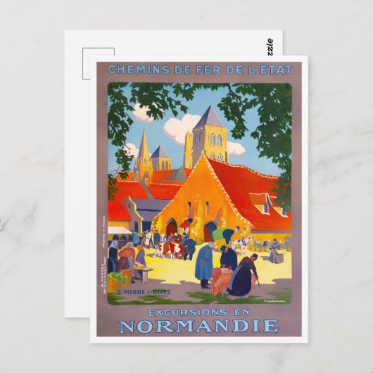 ノルマンディフランスヴィンテージ旅行 ポストカード (正面/裏面)