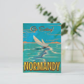 ノルマンディヴィンテージセーリングポスターアート。 ポストカード (スタンド正面)