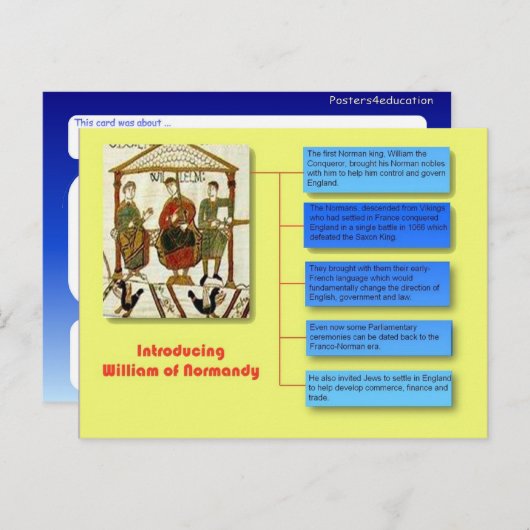 ノルマンディーのウィリアム歴史中世 ポストカード (正面/裏面)