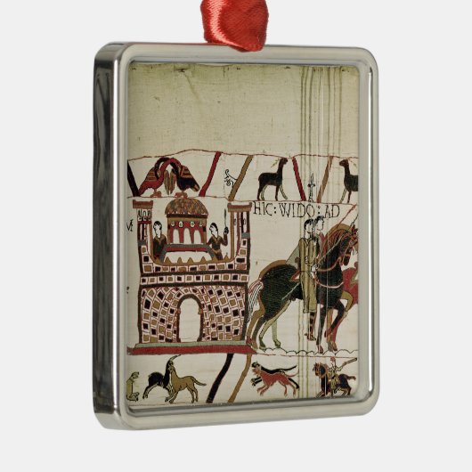 ノルマンディーの公爵へのバイユーのタペストリーの伯爵ハロルド メタルオーナメント (右)