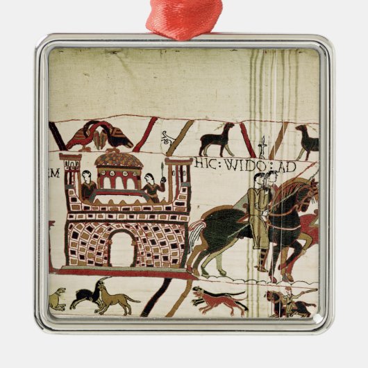 ノルマンディーの公爵へのバイユーのタペストリーの伯爵ハロルド メタルオーナメント (正面)