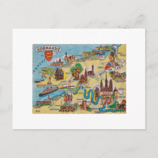 ノルマンディーの古い地図 ポストカード