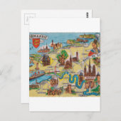 ノルマンディーの古い地図 ポストカード (正面/裏面)