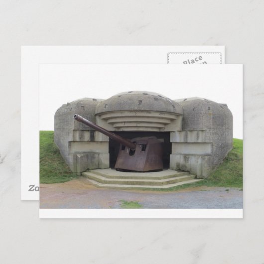 ノルマンディーを見下ろすドイツ銃の位置ビーチ ポストカード (正面/裏面)