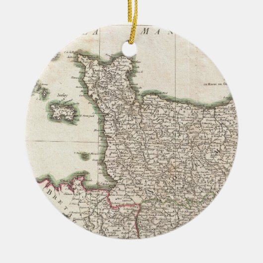 ノルマンディー(1771年)のヴィンテージの地図 セラミックオーナメント (正面)