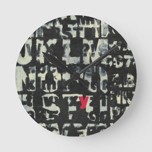 ノルマン人Wyattによるアルファベットの絵画 ラウンド壁時計 (正面)