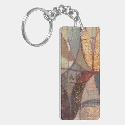 ノルマン人Wyattによる抽象的な花葉の絵画 キーホルダー (正面左)