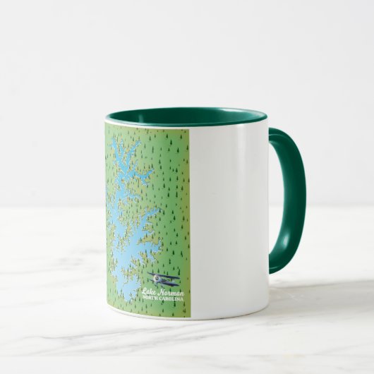 ノルマン湖サウスカロライナのレトロな地図 マグカップ (正面右)