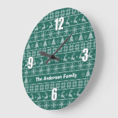 ノルモダンディックニットブリーセーター緑の白い名前 ラージ壁時計 (傾斜)